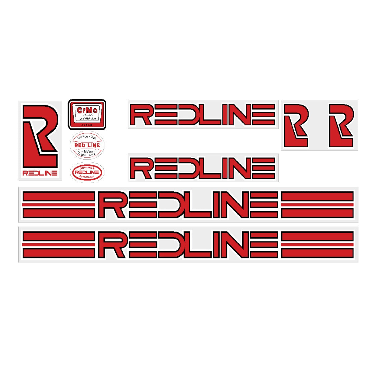 1982 Redline late font Generic decal set BMX Products USA