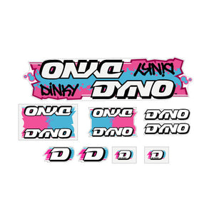 1988 DYNO -  DINKY - Blue Pink with BLACK DINKY on clear decal set