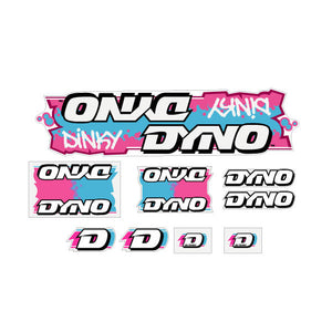 1988 DYNO - DINKY - Blue Pink with WHITE DINKY on clear decal set