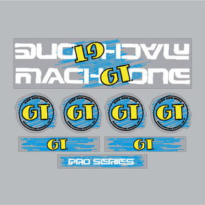 1989 GT BMX - Mach One - White on Clear - decal set