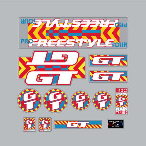 1990  GT BMX - Pro Freestyle TOUR - for colroed frames decal set