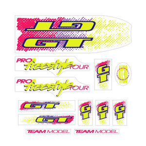 1991  GT BMX - Pro Freestyle TOUR - on Clear for black frame decal set