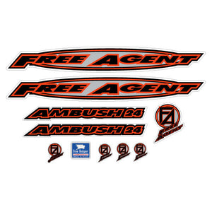 1996-97 Free Agent - AMBUSH -  Black and Orange on clear decal set