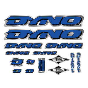 1997 DYNO - BLAST blue decal set on chrome