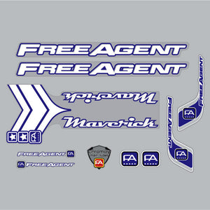 1999 Free Agent - Maverick - Blue & White  clear decal set