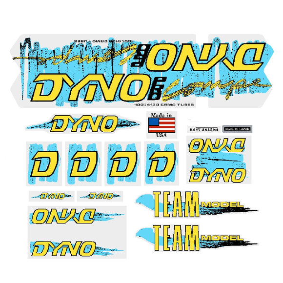 1987 DYNO - PRO COMPE - TEAM on clear decal set