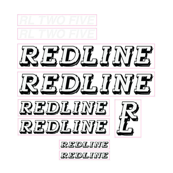 1990 Redline - RL TWO FIVE - Black and White Decal set