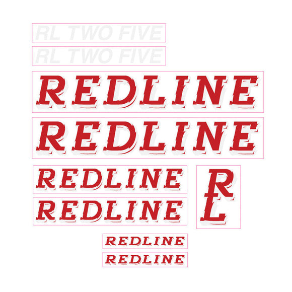 1990 Redline - RL TWO FIVE - Red and White Decal set