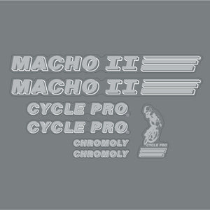 Cycle Pro - MACHO II - Silver decal set