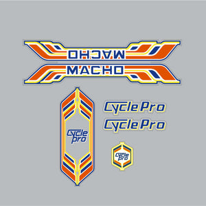 Cycle Pro - SUPER MACHO - Orange Yellow Blue decal set