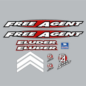 1996-97 Free Agent - ELUDER - Black and Red on clear decal set