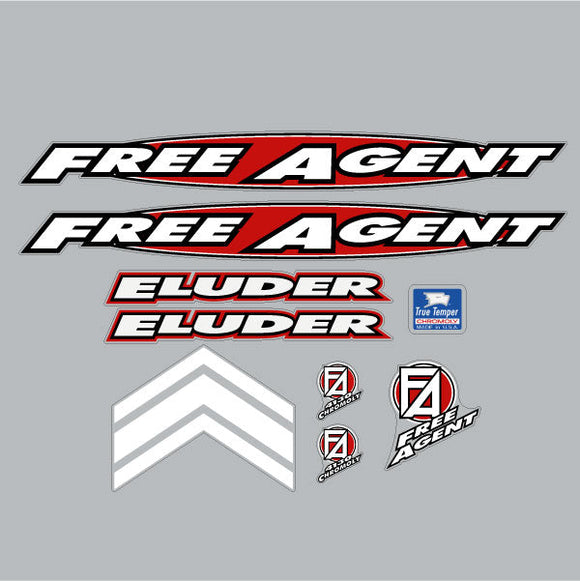 1996-97 Free Agent - ELUDER - Black and Red on clear decal set