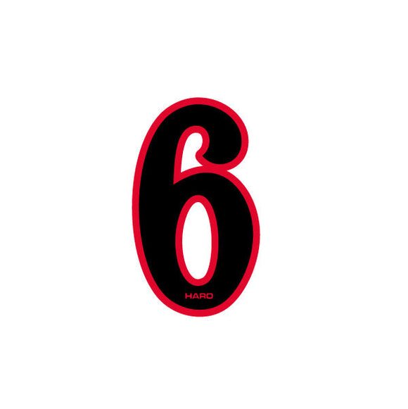 Haro - Early plate number #6 decal - Black Red