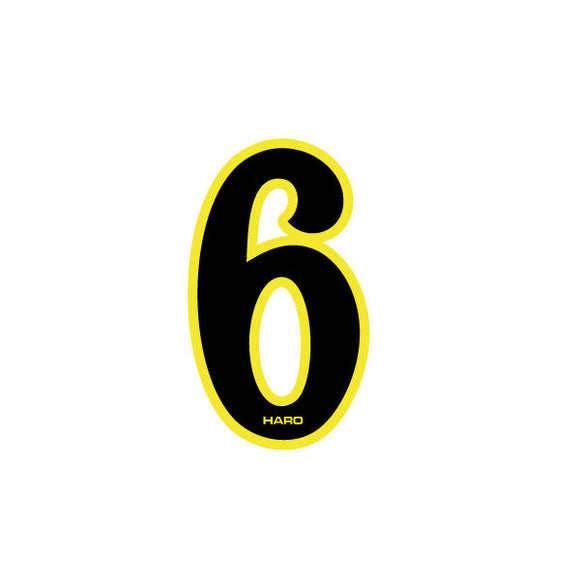 Haro - Early plate number #6 decal - Black Yellow