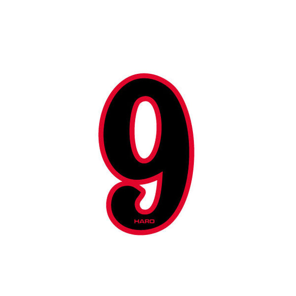 Haro - Early plate number #9 decal - Black Red