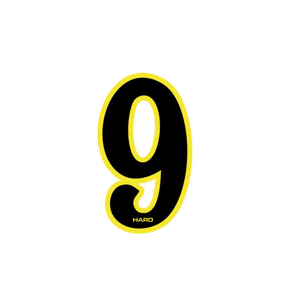 Haro - Early plate number #9 decal - Black Yellow