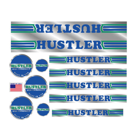 Hustler - Pro - long striped on chrome decal set