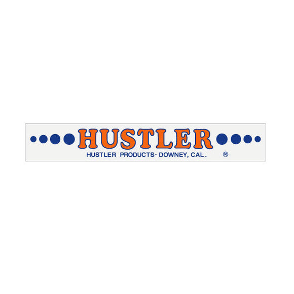 Hustler - Plate decal - Blue and Orange on clear decal