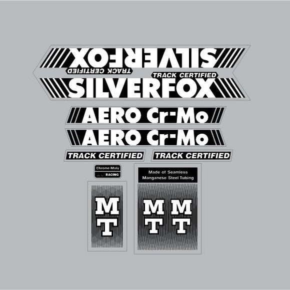 MT Racing - SILVERFOX AERO Cromo Black & White on clear decal set