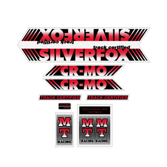 MT Racing - SILVERFOX Cromo Black & RED FADE on clear decal set