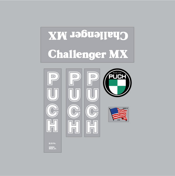 1980 Puch - Challenger MX - White on clear decal set | BMX Products USA