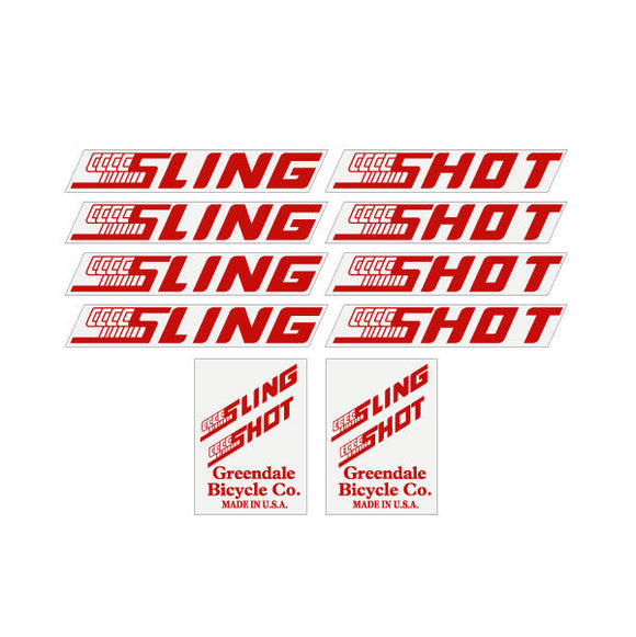 Slingshot - RED on clear decal set - Old school bmx