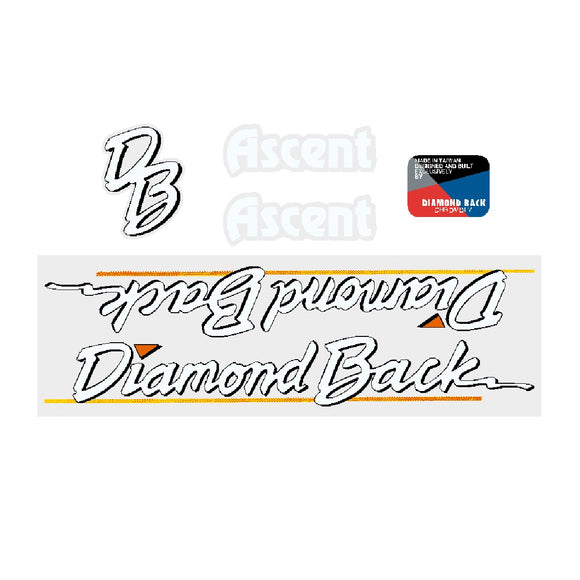 1986 Diamond Back - ASCENT MTB decal set for red frames