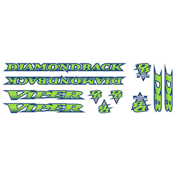 1995 Diamond Back -  Viper FW - Green Chrome frame decal set