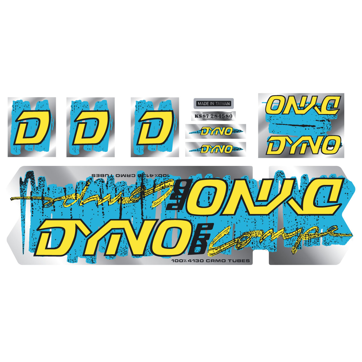 1987 DYNO - Pro COMPE on chrome decal set | BMX Products USA