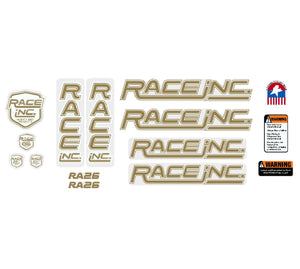 Race Inc RA26 decal set - new school - gold on clear