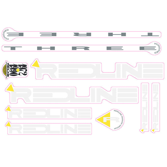 1990 Redline - THREE - Yellow with Pink Decal set