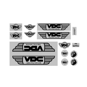 VDC frame set decals - black on chrome