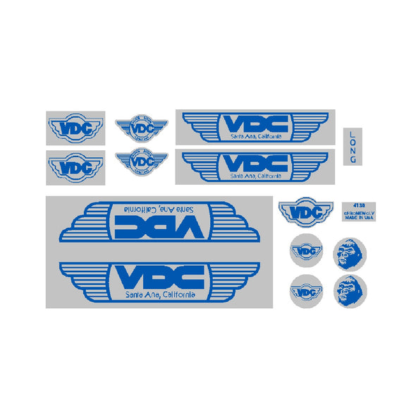 VDC frame set decals - Blue on chrome