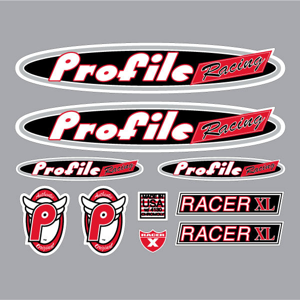 1997 Profile - Racer XL - White decal set | BMX Products USA