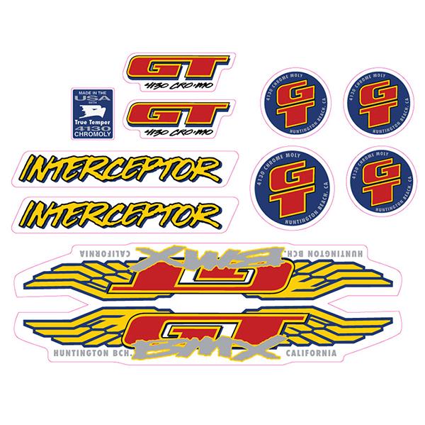 1993 GT BMX - Interceptor - for black frame - decal set | BMX Products USA