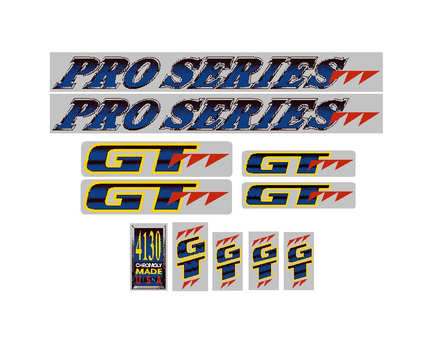 1991 GT BMX Pro Series Chrome decal set BMX Products USA