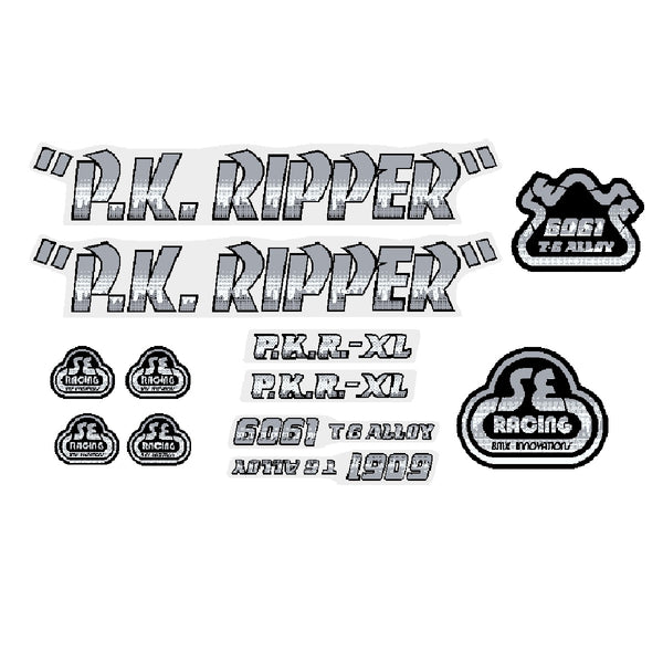 SE Racing P.K. Ripper Decal set Drippy Font Black Silver